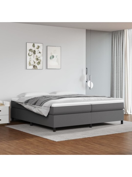 Box spring postel s matrací šedá 200x200 cm umělá kůže