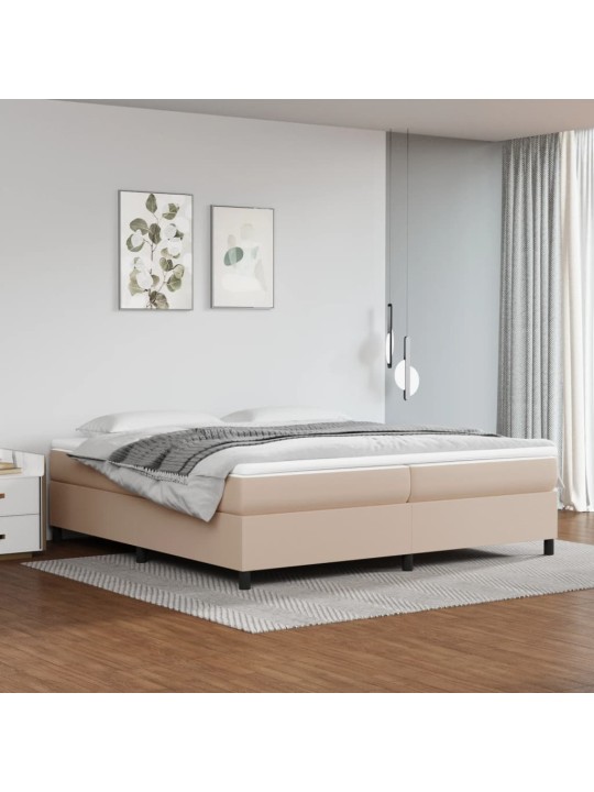 Box spring postel s matrací cappuccino 200 x 200 cm umělá kůže