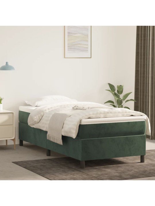 Box spring postel s matrací tmavě zelená 80 x 200 cm samet