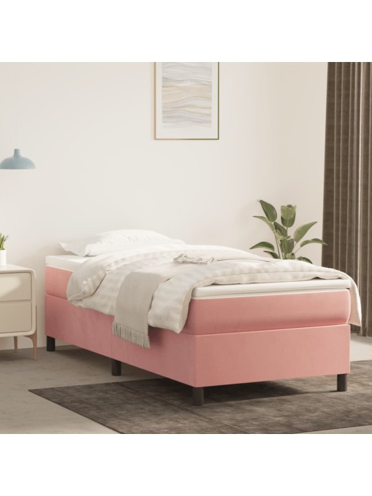 Box spring postel s matrací růžová 80 x 200 cm samet