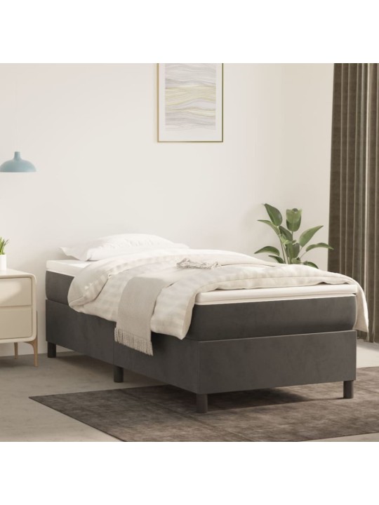Box spring postel s matrací tmavě šedá 90x190 cm samet