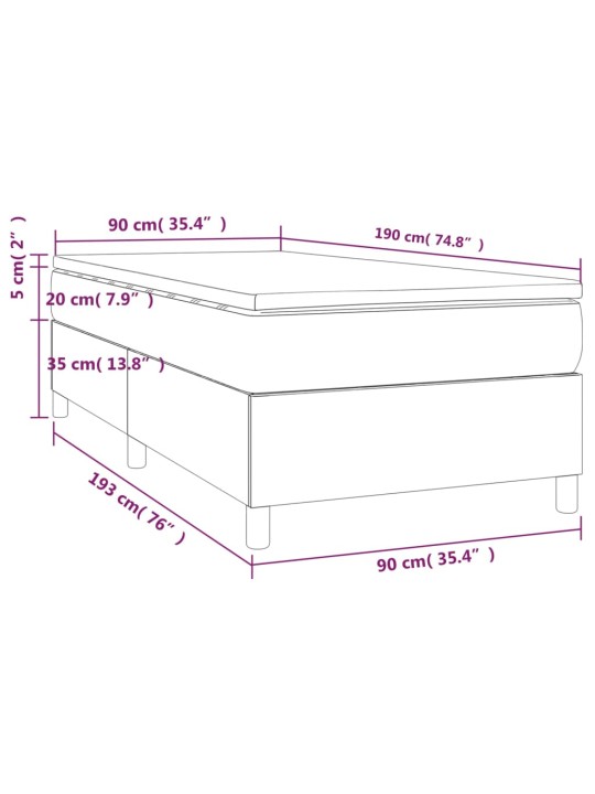 Box spring postel s matrací tmavě zelená 90x190 cm samet
