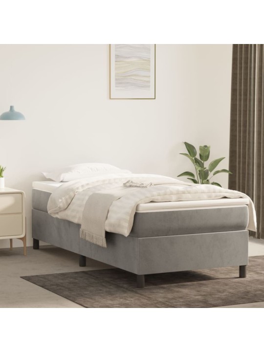 Box spring postel s matrací světle šedá 90x200 cm samet