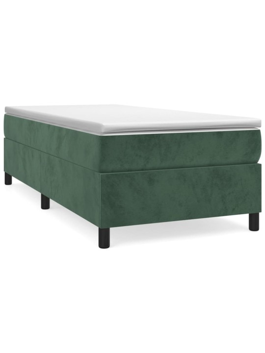 Box spring postel s matrací tmavě zelená 90x200 cm samet