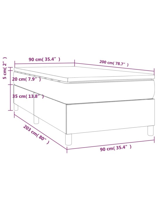 Box spring postel s matrací tmavě zelená 90x200 cm samet