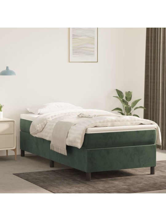 Box spring postel s matrací tmavě zelená 90x200 cm samet
