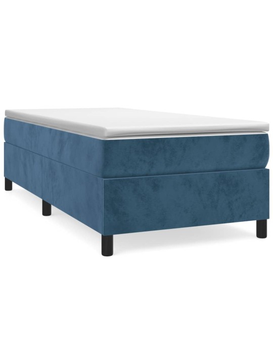 Box spring postel s matrací tmavě modrá 90x200 cm samet