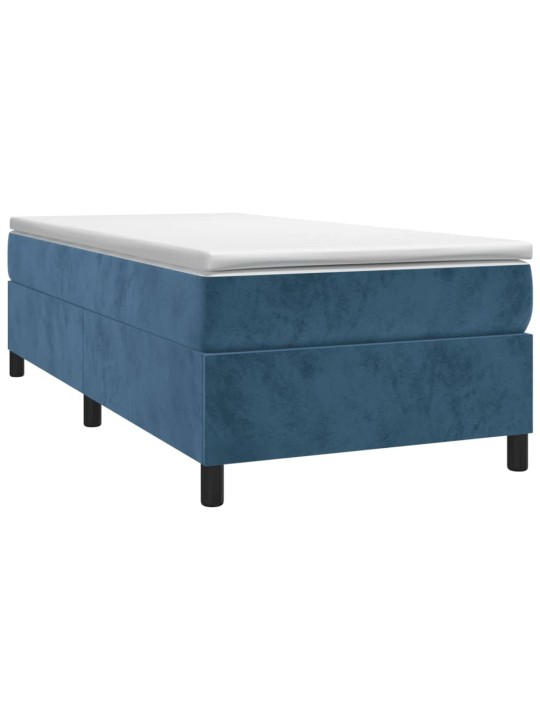 Box spring postel s matrací tmavě modrá 90x200 cm samet