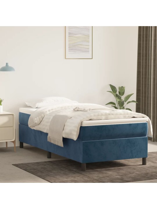 Box spring postel s matrací tmavě modrá 90x200 cm samet