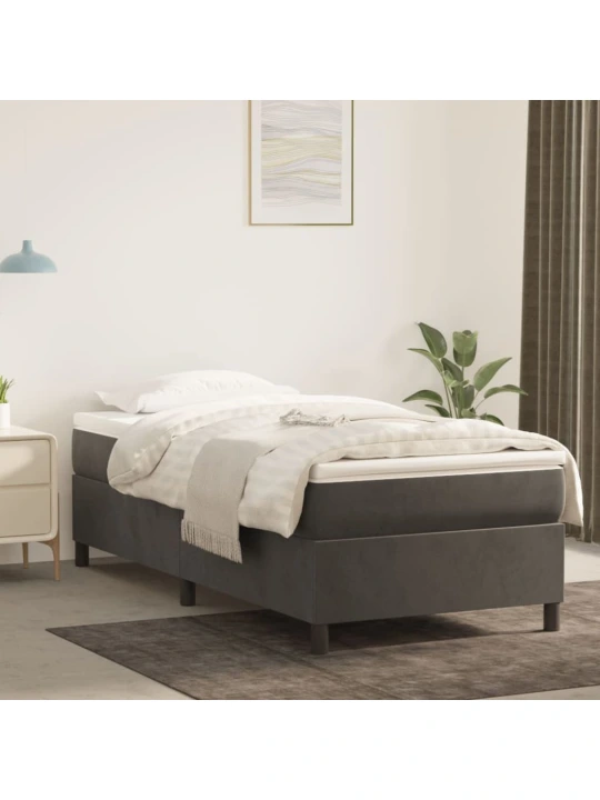 Box spring postel s matrací tmavě šedá 100x200 cm samet