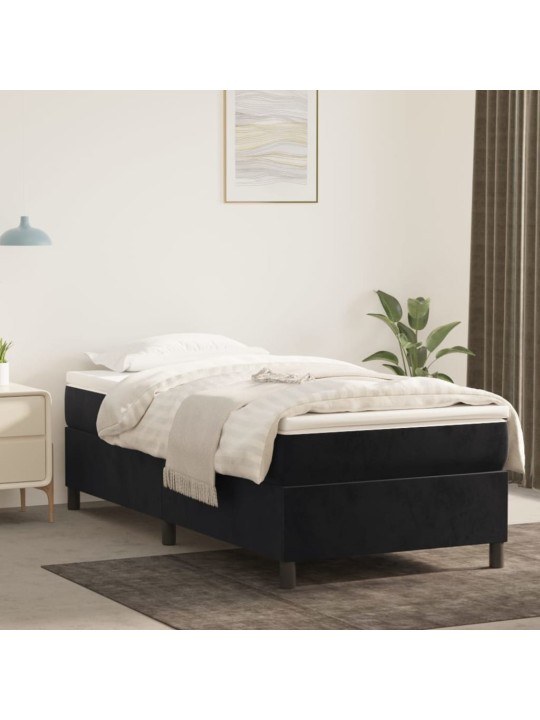 Box spring postel s matrací černá 100x200 cm samet