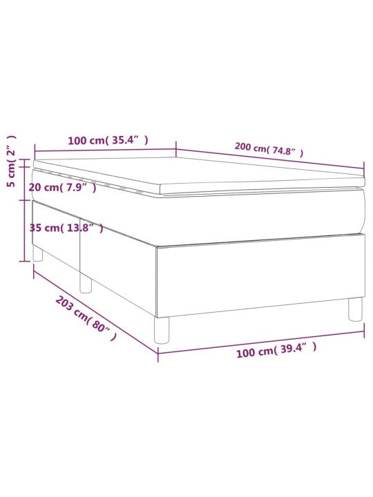 Box spring postel s matrací tmavě zelená 100x200 cm samet