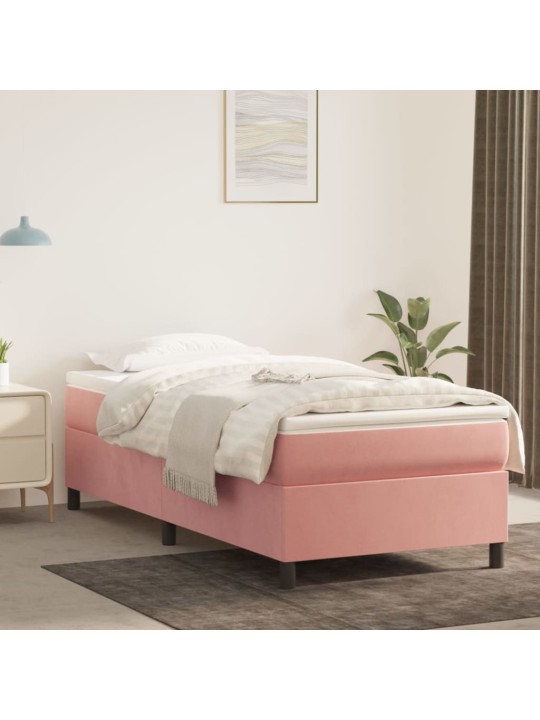 Box spring postel s matrací růžová 100x200 cm samet