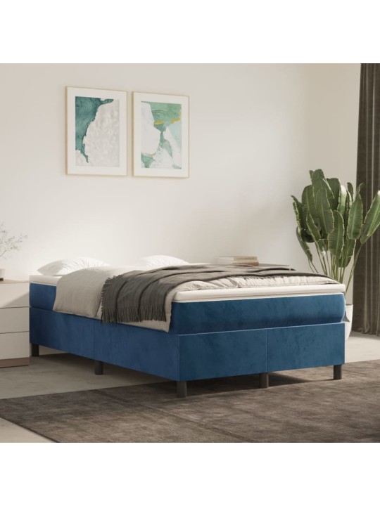 Box spring postel s matrací tmavě modrá 120 x 200 cm samet