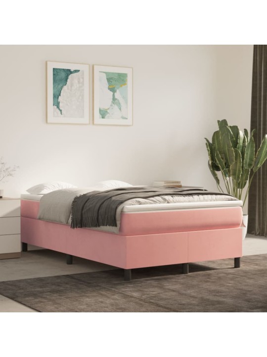 Box spring postel s matrací růžová 120 x 200 cm samet