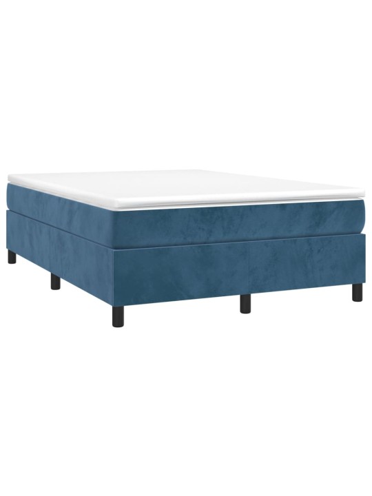 Box spring postel s matrací tmavě modrá 140x190 cm samet