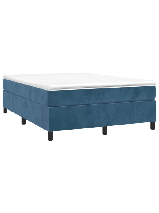 Box spring postel s matrací tmavě modrá 140x190 cm samet