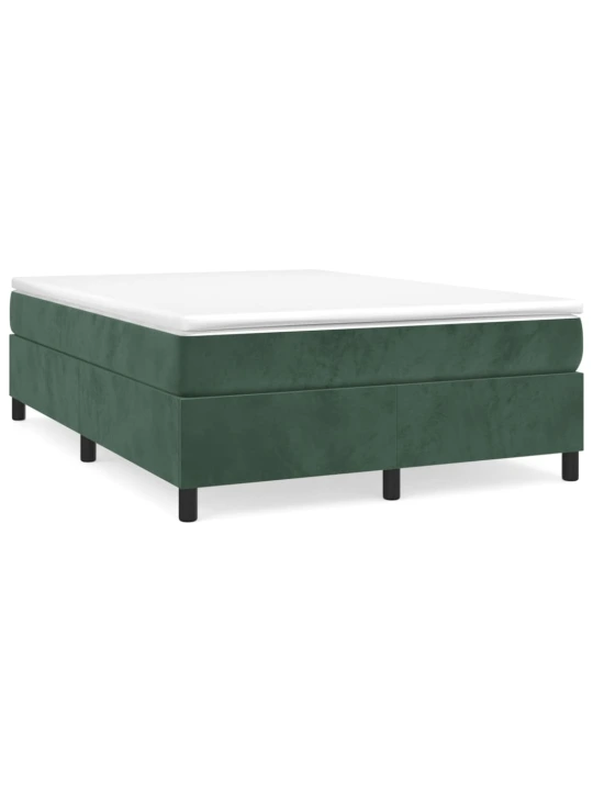 Box spring postel s matrací tmavě zelená 140x200 cm samet