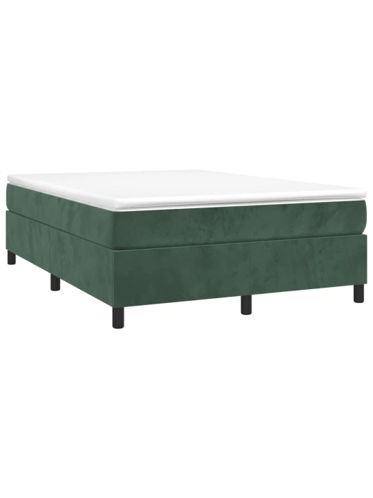 Box spring postel s matrací tmavě zelená 140x200 cm samet