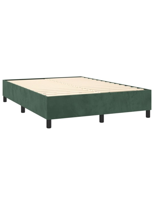 Box spring postel s matrací tmavě zelená 140x200 cm samet