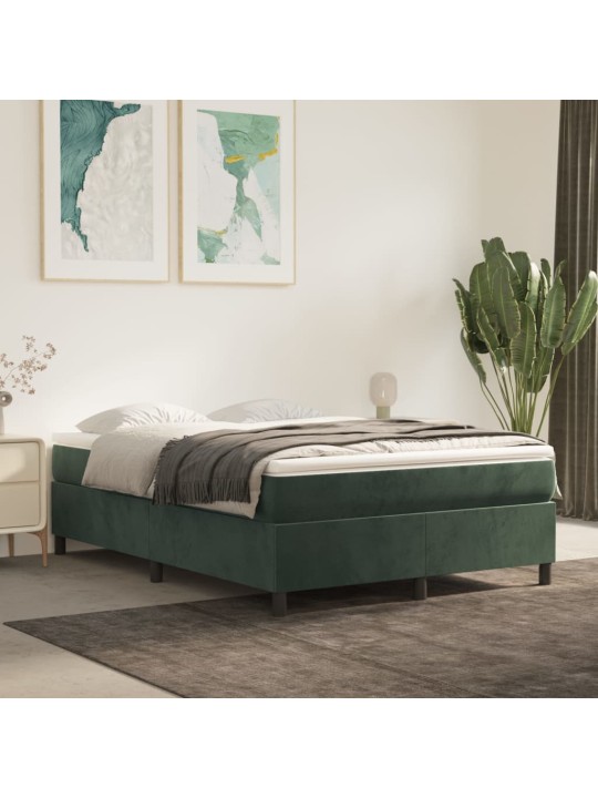 Box spring postel s matrací tmavě zelená 140x200 cm samet