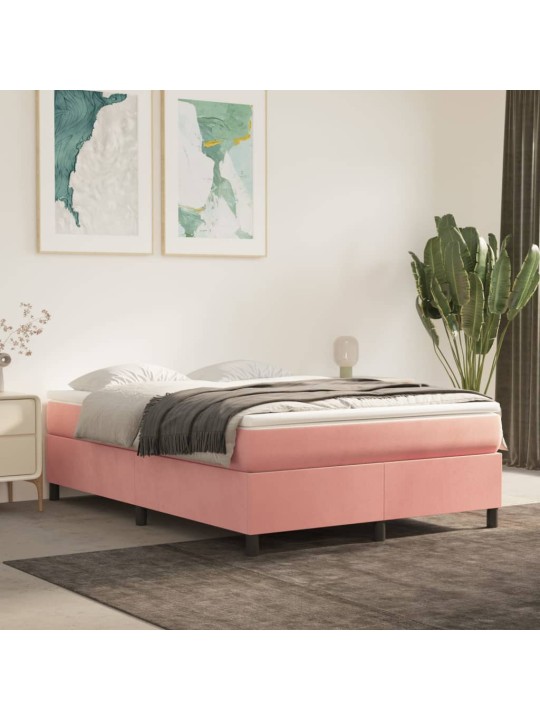 Box spring postel s matrací růžová 140x200 cm samet