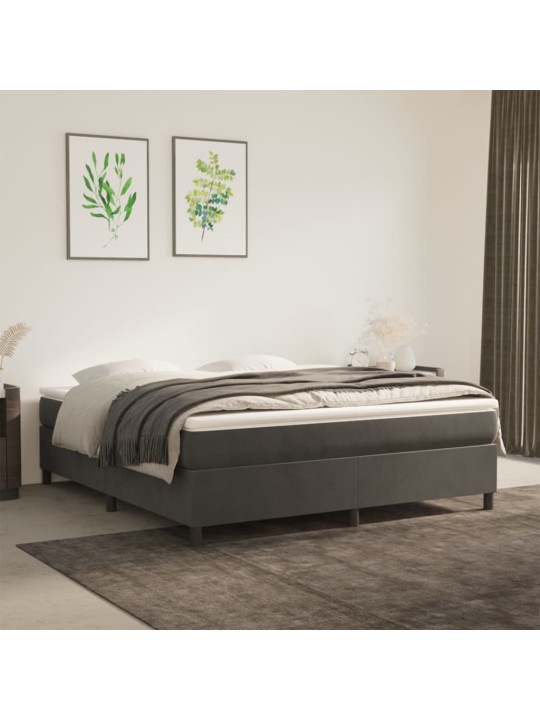 Box spring postel s matrací tmavě šedá 160x200 cm samet