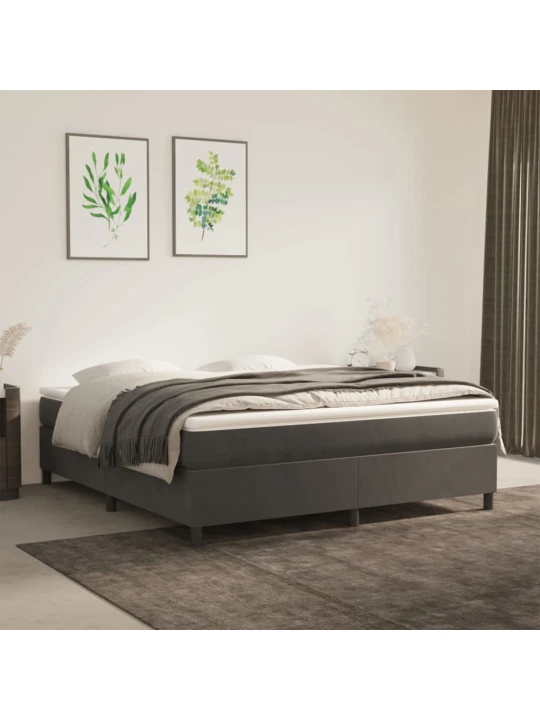 Box spring postel s matrací tmavě šedá 160x200 cm samet
