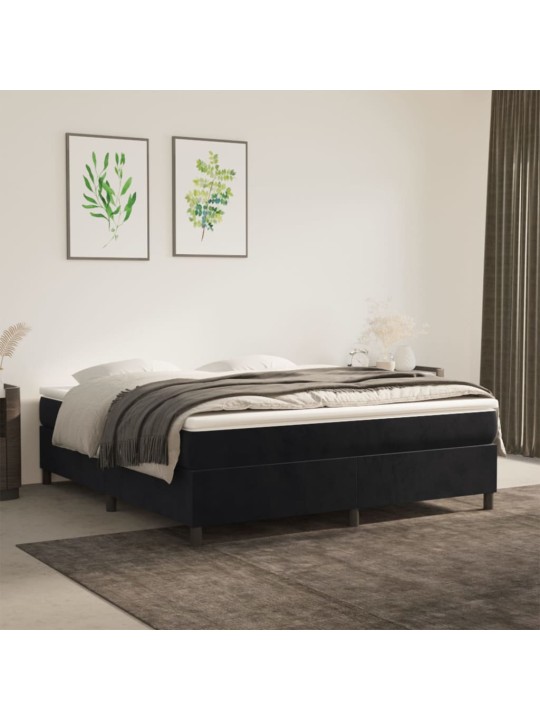 Box spring postel s matrací černá 160x200 cm samet