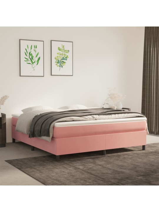 Box spring postel s matrací růžová 160x200 cm samet