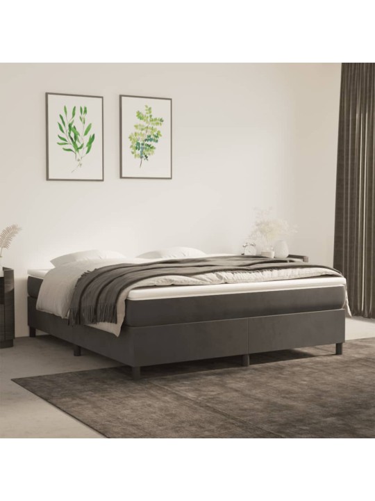 Box spring postel s matrací tmavě šedá 180x200 cm samet