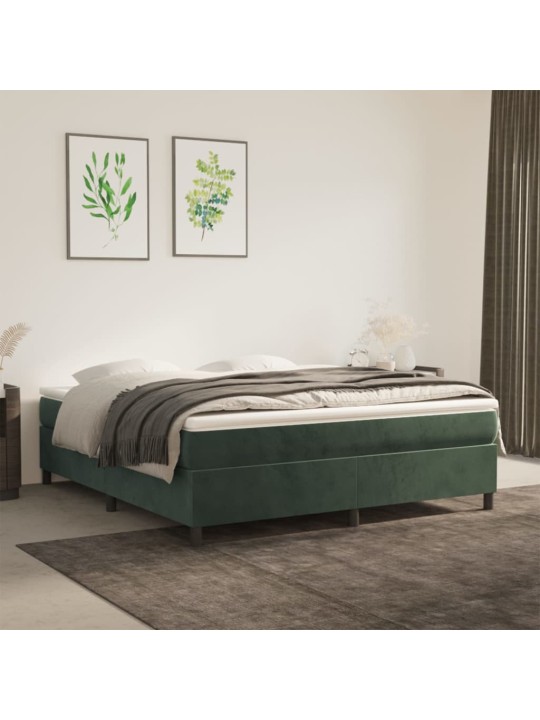 Box spring postel s matrací tmavě zelená 180x200 cm samet
