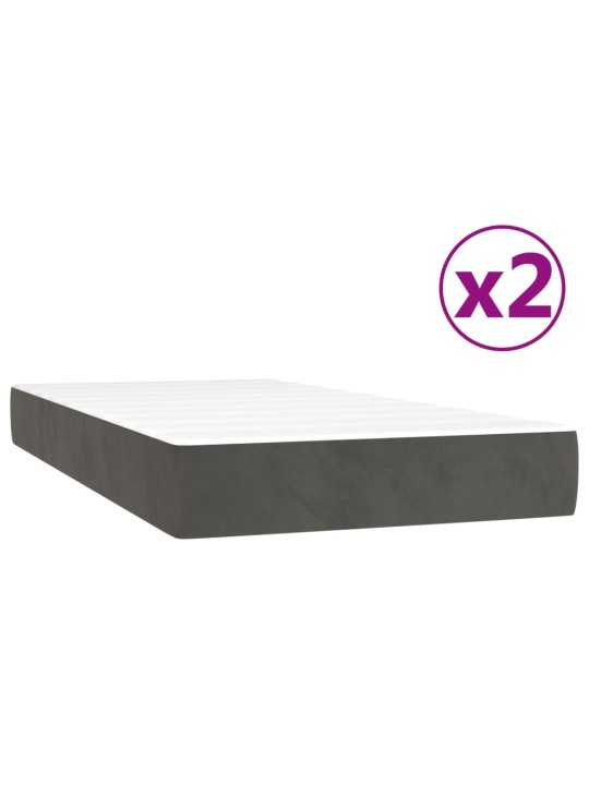 Box spring postel s matrací tmavě šedá 200x200 cm samet