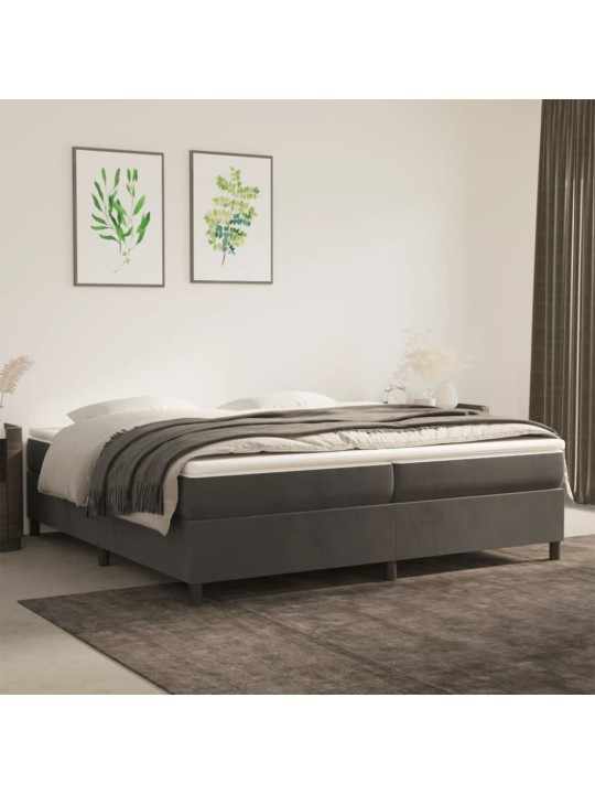 Box spring postel s matrací tmavě šedá 200x200 cm samet