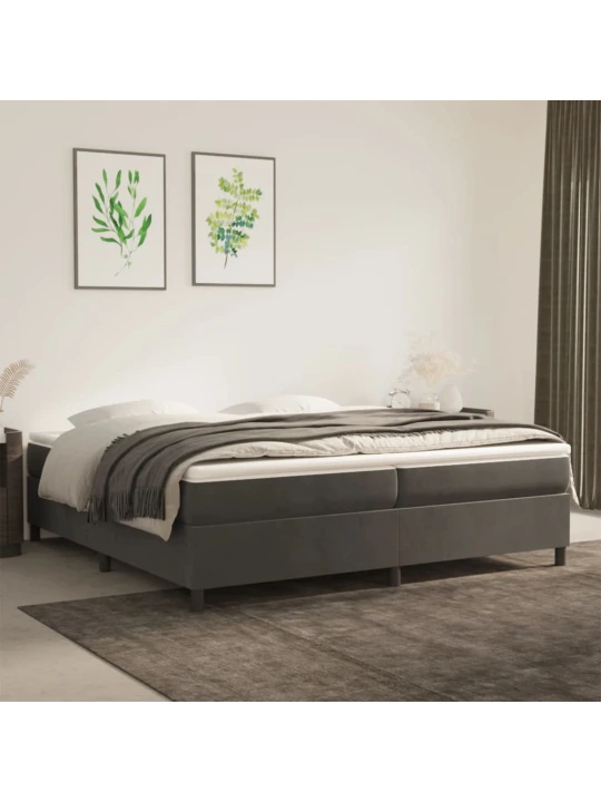 Box spring postel s matrací tmavě šedá 200x200 cm samet