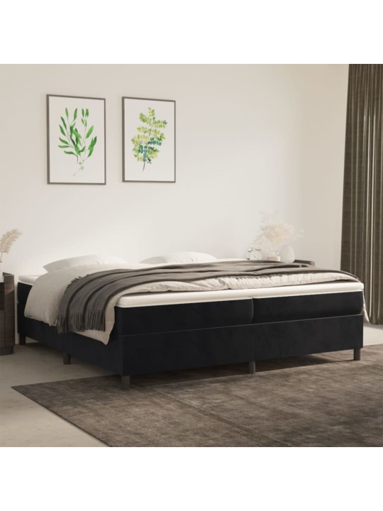 Box spring postel s matrací černá 200x200 cm samet
