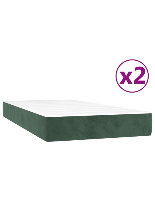 Box spring postel s matrací tmavě zelená 200x200 cm samet