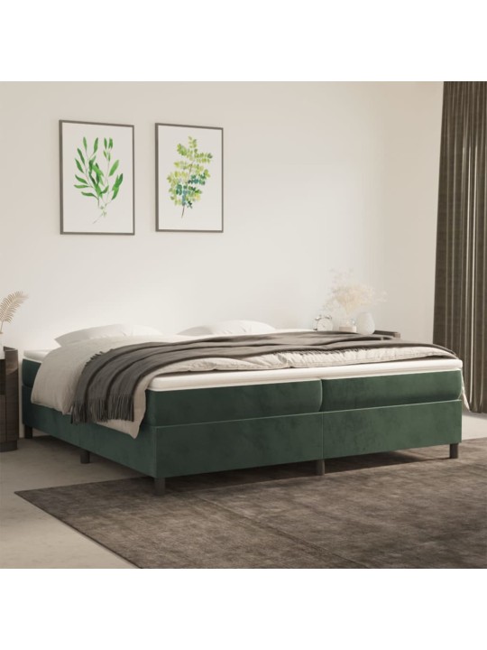 Box spring postel s matrací tmavě zelená 200x200 cm samet