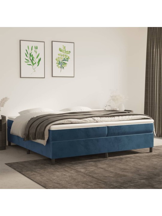 Box spring postel s matrací tmavě modrá 200x200 cm samet