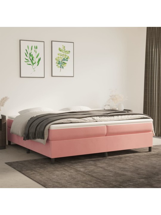 Box spring postel s matrací růžová 200x200 cm samet
