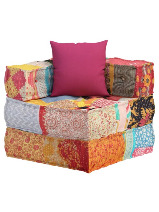 Modulární pouf s polštářem patchwork textil