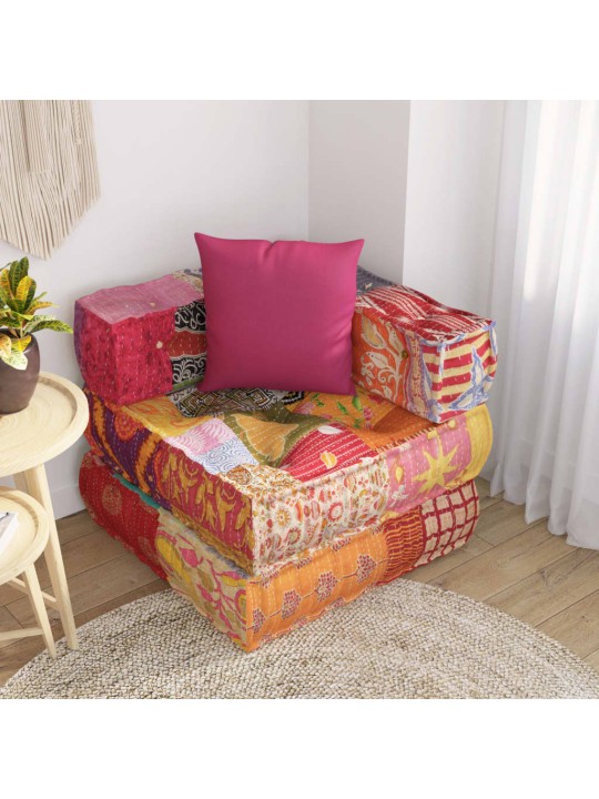 Modulární pouf s polštářem patchwork textil