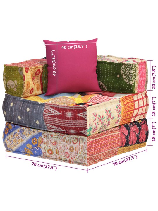 Modulární pouf s polštářem patchwork textil