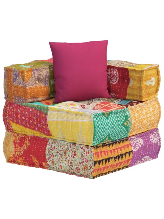 Modulární pouf s polštářem patchwork textil
