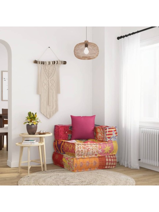 Modulární pouf s polštářem patchwork textil