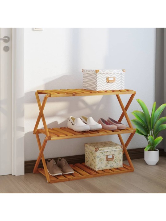 3patrový skládací regál 70 x 31 x 63 cm masivní akáciové dřevo