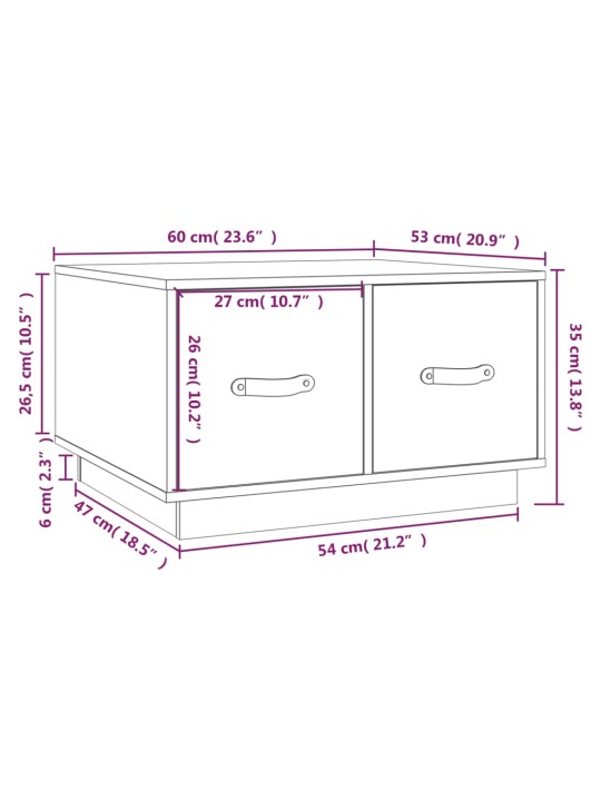 Konferenční stolek šedý 60 x 53 x 35 cm masivní borové dřevo