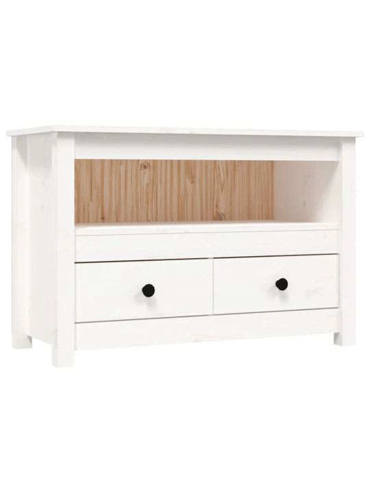 TV skříňka bílá 79x35x52 cm masivní borové dřevo