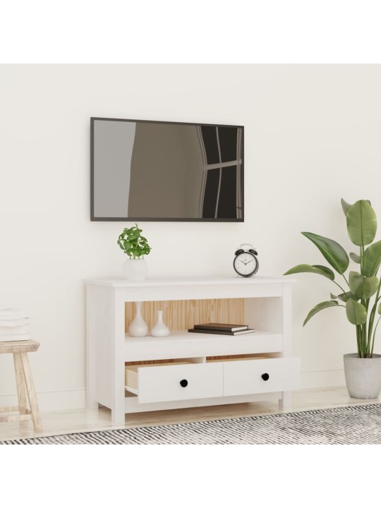TV skříňka bílá 79x35x52 cm masivní borové dřevo