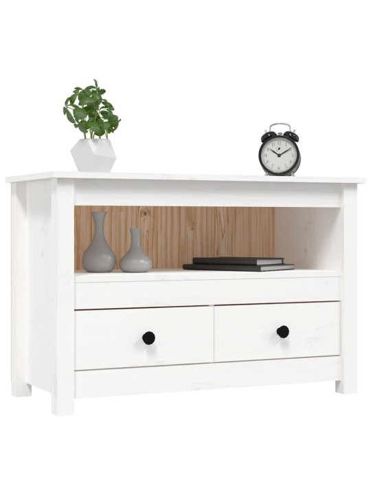 TV skříňka bílá 79x35x52 cm masivní borové dřevo